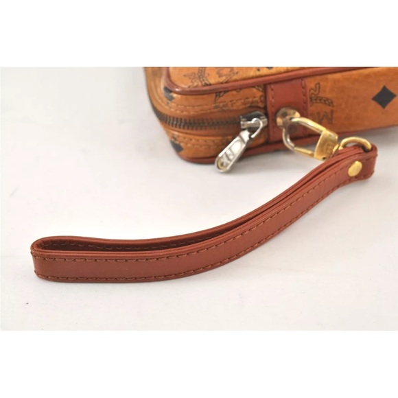 MCM Brown Clutch with Logo Pattern and Wrist Strap - Picture 6 of 16